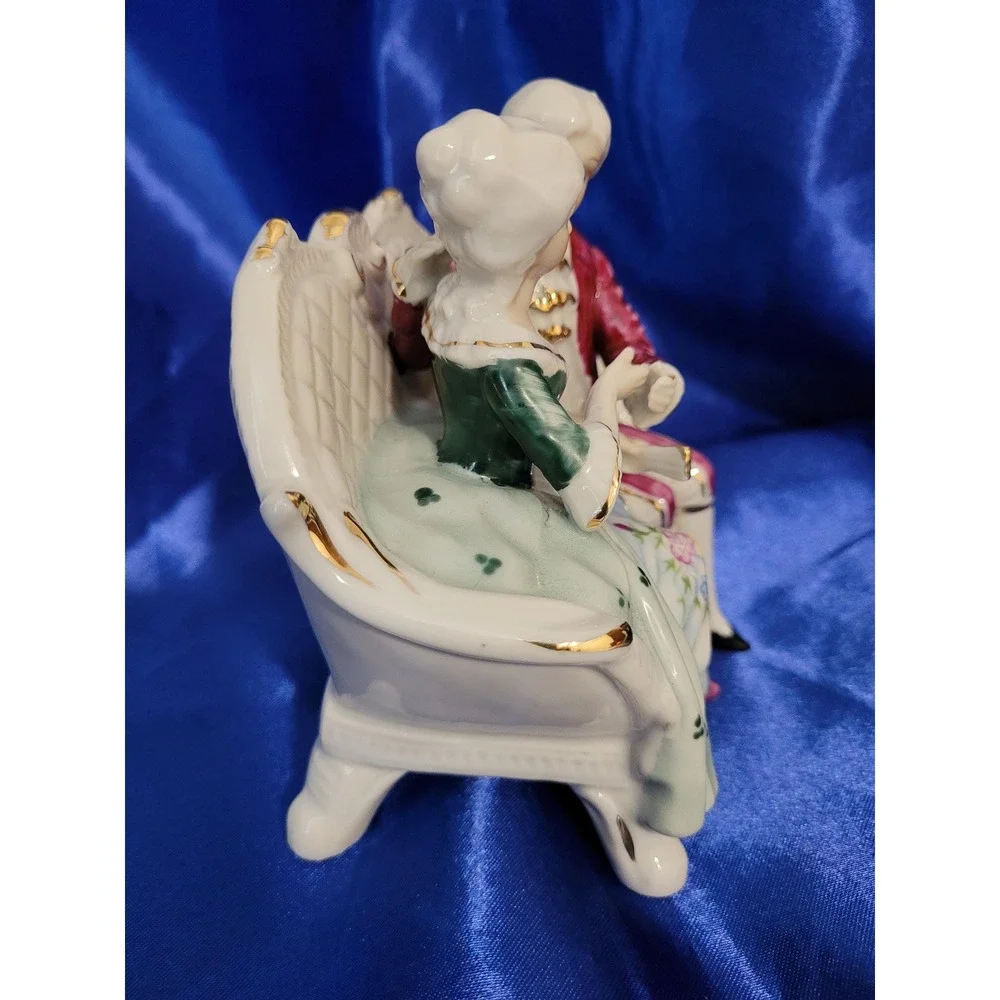 Victorian Style Midcentury Man and Woman on a Settee Bloor Italian Gift Ltd